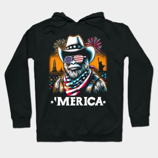 USA 'Merica Sasquatch Bigfoot 4th of July Fireworks Funny Patriotic Hoodie